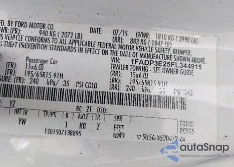 2015 Ford Focus S from USA, damaged, VIN 1FADP3E25FL344915